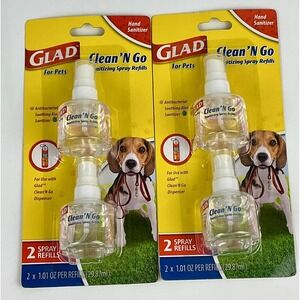 Glad Clean‎ N Go for Pets Hand Sanitizer Spray Refills 4 Pack 1.01 oz Each